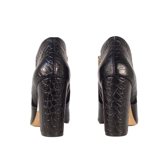 TRINA TURK Los Gatos Croc Leather/Suede Peep Toe Heeled Booties 8M - Picture 3 of 8